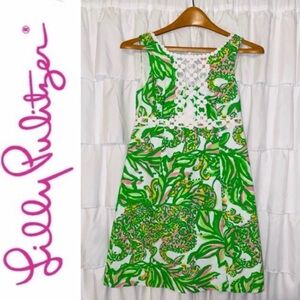 Women’s Lilly Pulitzer green Rosie shift dress,size 0, embroidered neckline